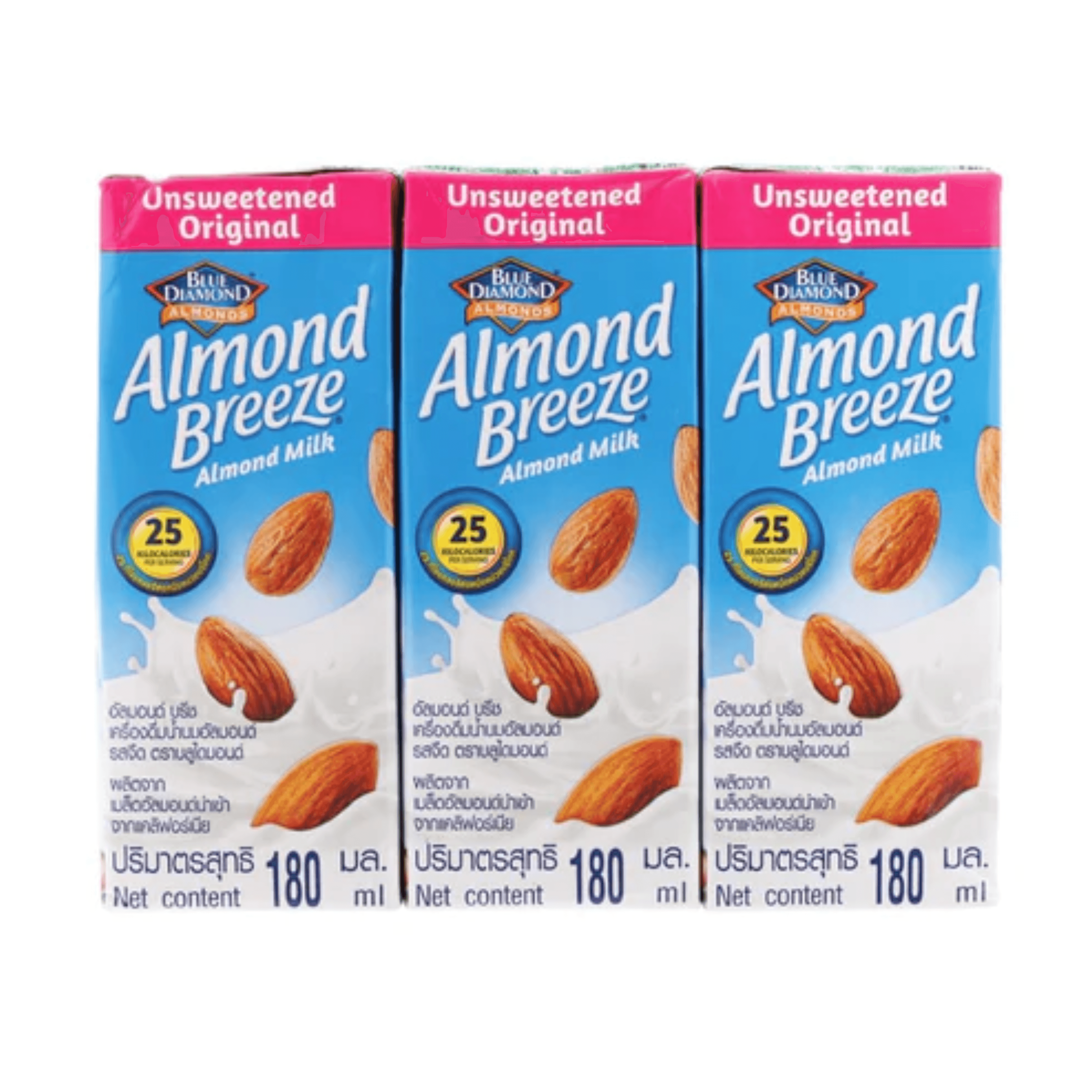 Blue Diamond Almond Breeze Unsweetened Almond Milk * 180ML x 3