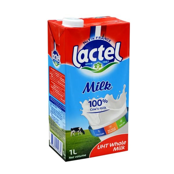 Lactel Whole 3.6% Fat Uht Milk Brick Slim * 1L